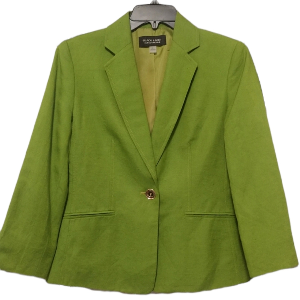 New Linenblend Blazer Green Black Label Evan Picone Blazer Jacket sz 4